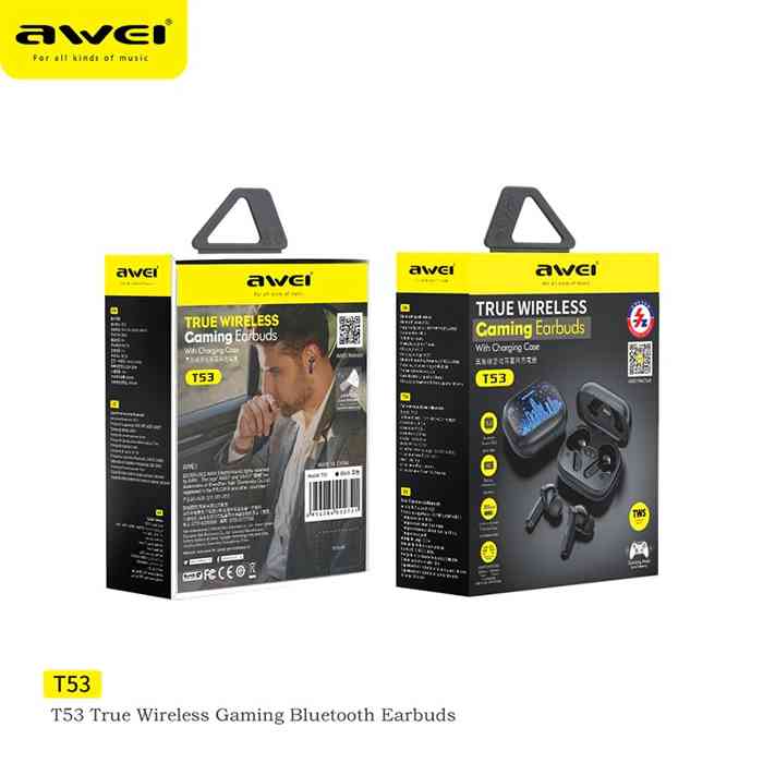 Awei T53 TWS Colorful Light Wireless Earbuds